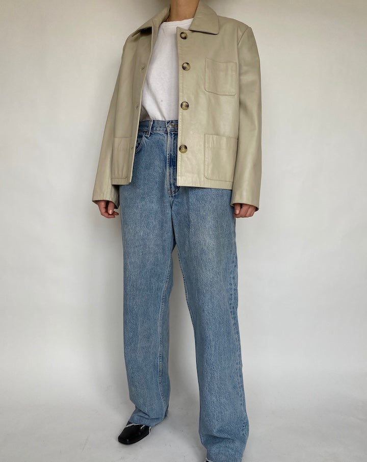 VINTAGE BEIGE LEATHER JACKET 463
