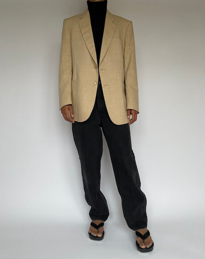 VINTAGE BEIGE LINEN BLAZER 1420-4