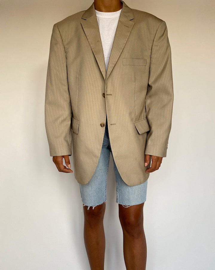 VINTAGE BEIGE STRIPED BLAZER 1375-2