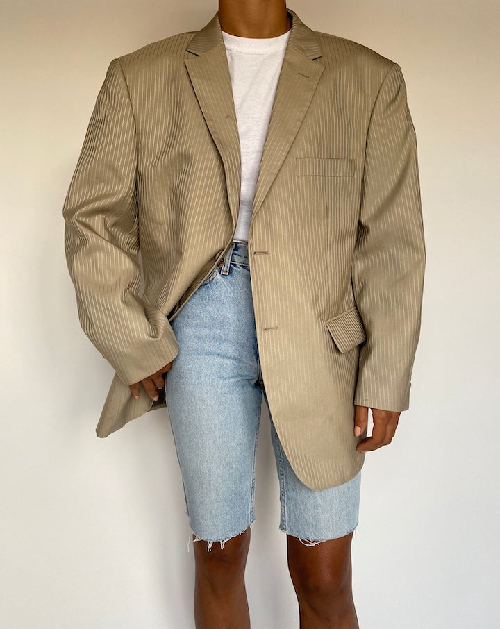 VINTAGE BEIGE STRIPED BLAZER 1375-3