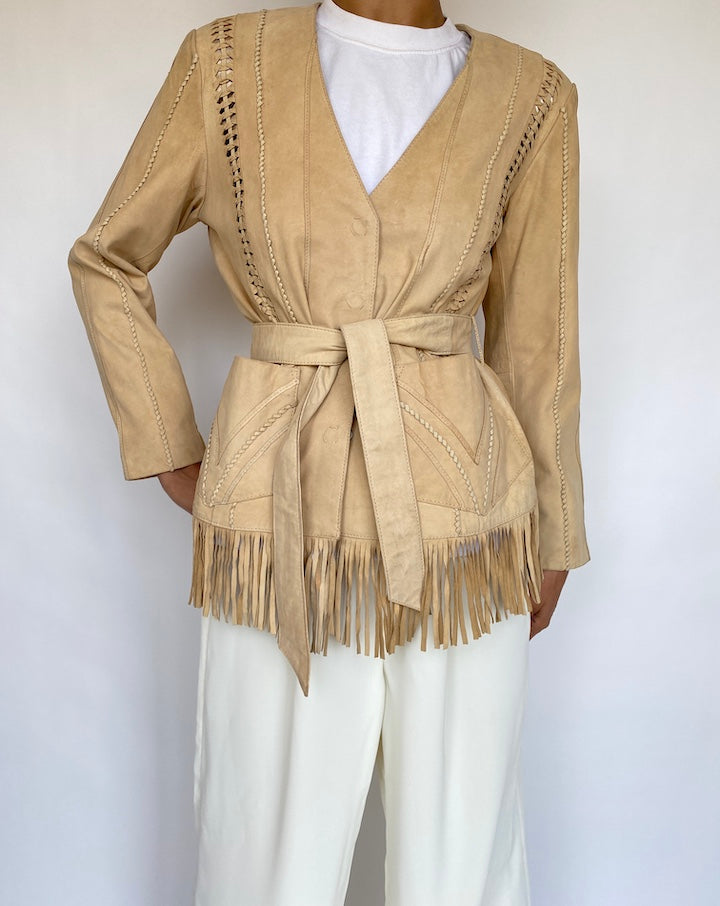 VINTAGE BEIGE SUEDE LEATHER JACKET 766-5