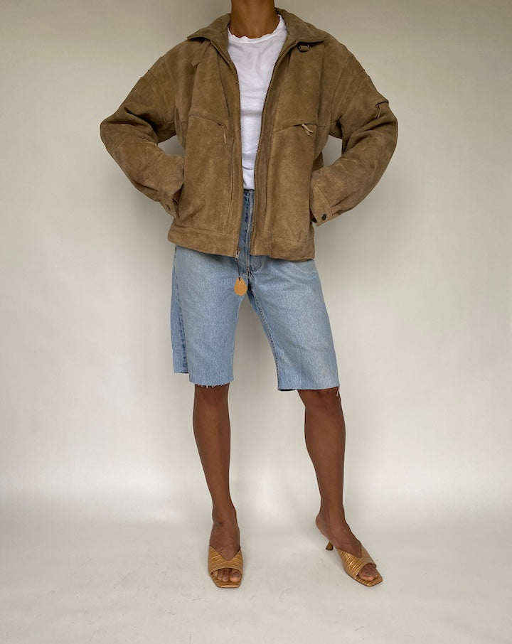 VINTAGE BEIGE SUEDE LEATHER JACKET 792-4