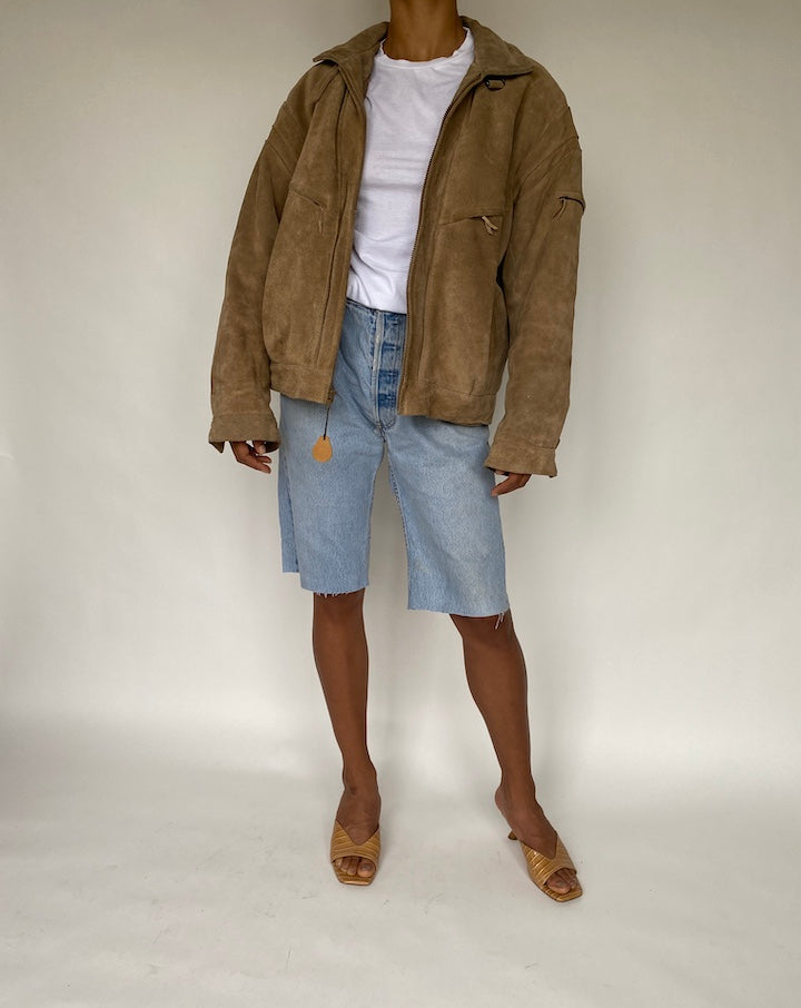 VINTAGE BEIGE SUEDE LEATHER JACKET 792