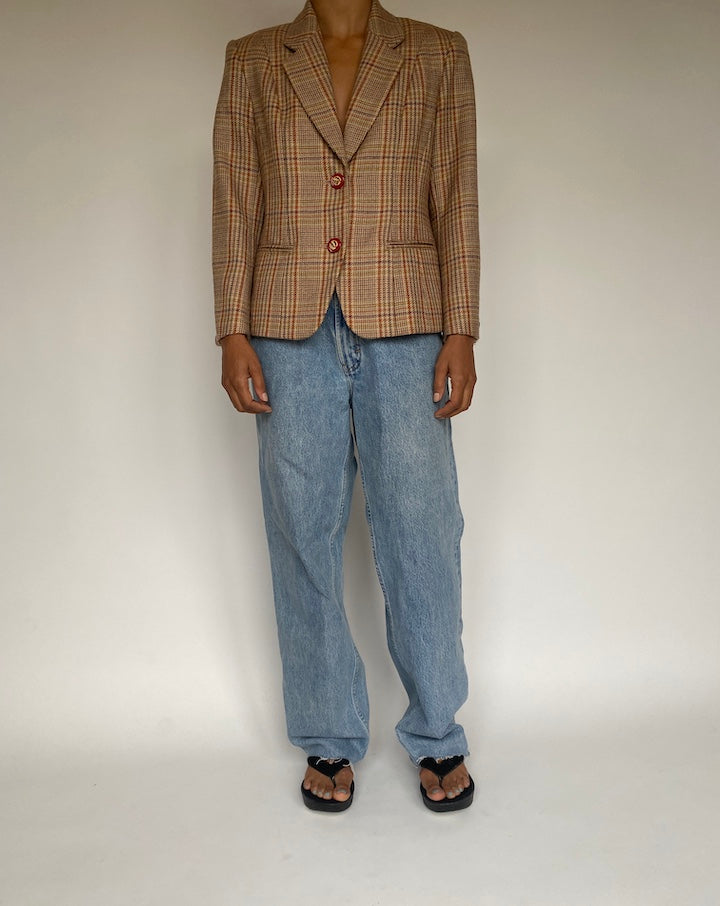 VINTAGE BEIGE WOOL BLAZER 1226-6