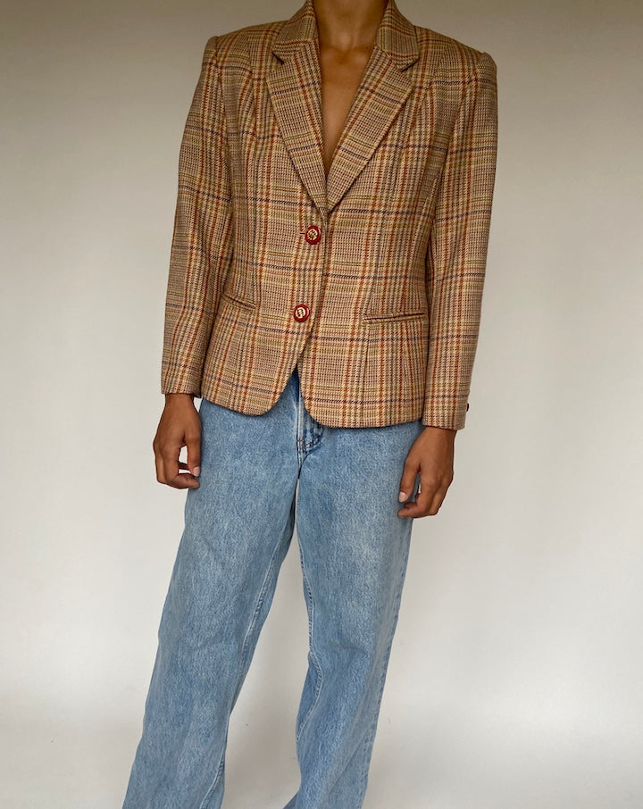 VINTAGE BEIGE WOOL BLAZER 1226