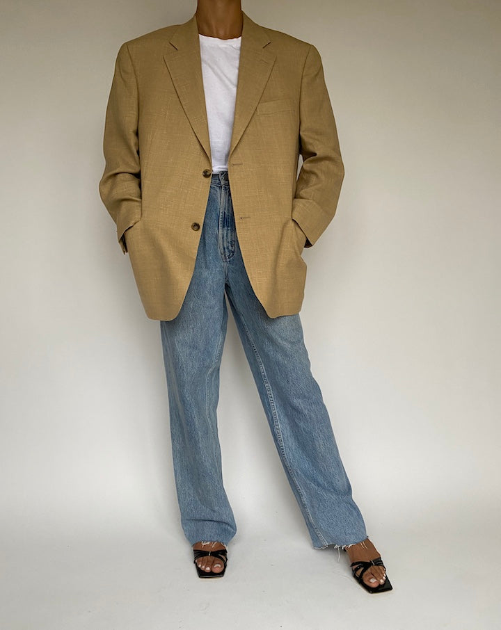VINTAGE BEIGE WOOL-LINEN BLAZER 1022