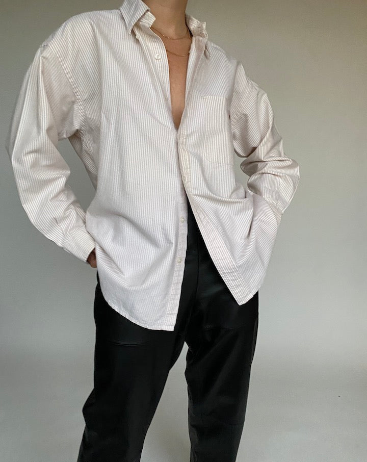 VINTAGE BEIGE_WHITE STRIPED RALPH LAUREN SHIRT 521-6