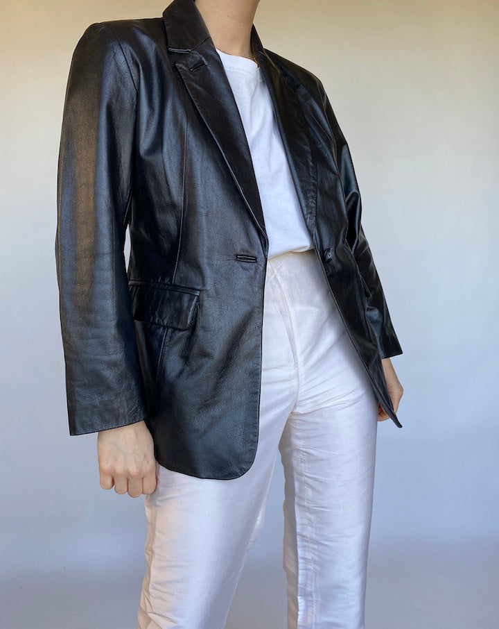 VINTAGE BLACK BLAZER LEATHER JACKET 510