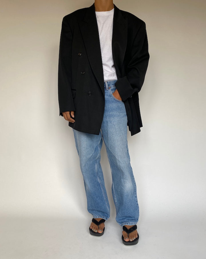 VINTAGE BLACK DOUBLE BREASTED BLAZER 1347