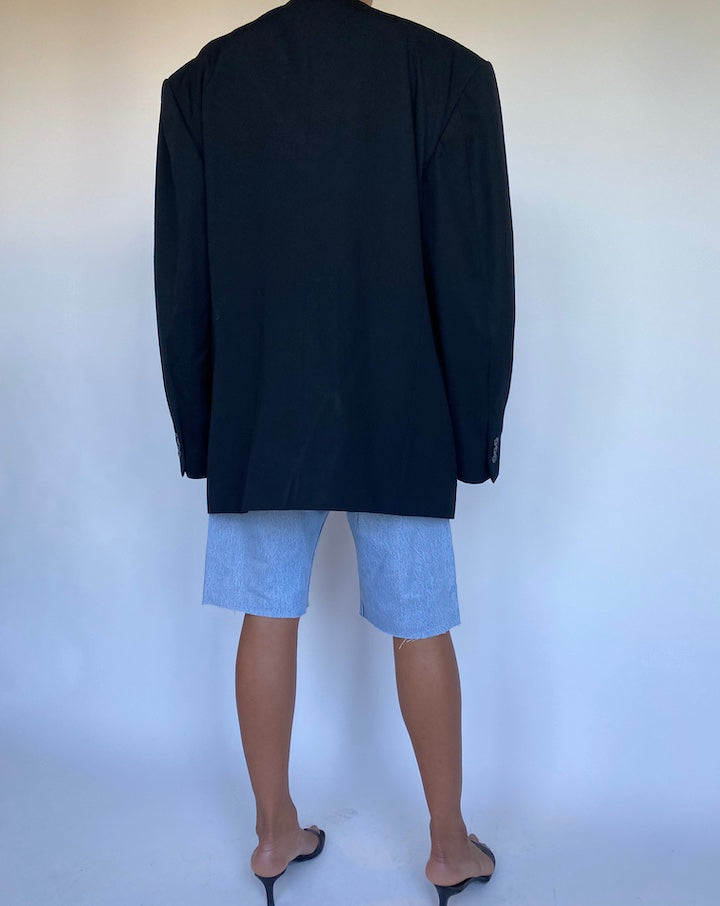 VINTAGE BLACK DOUBLE BREASTED BLAZER 917-2