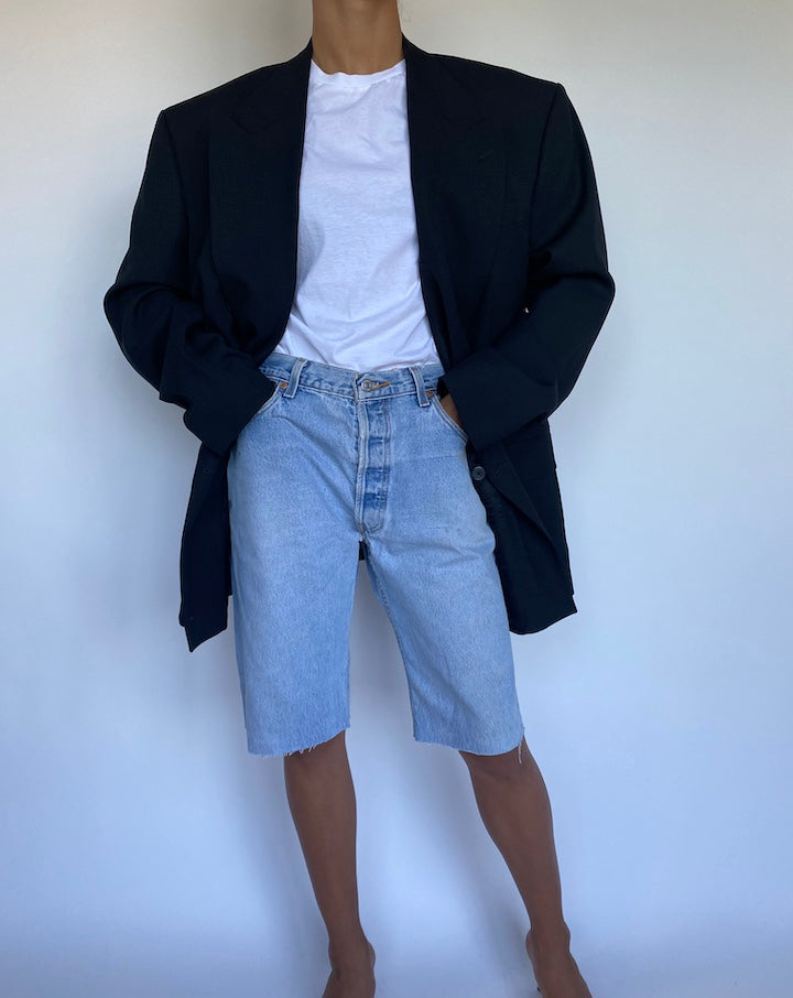 VINTAGE BLACK DOUBLE BREASTED BLAZER 917-3