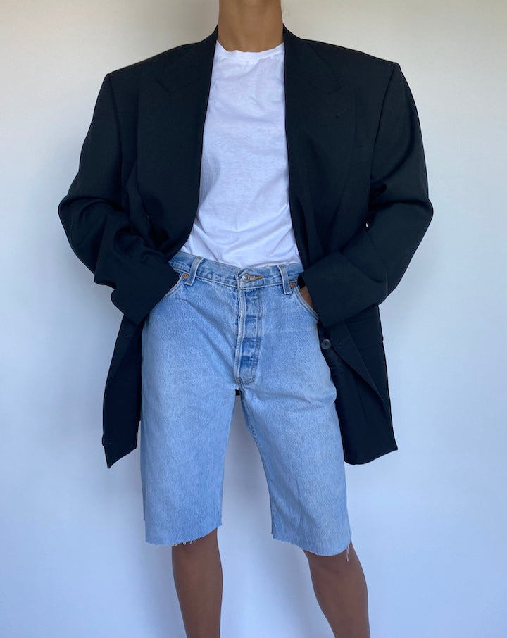 VINTAGE BLACK DOUBLE BREASTED BLAZER 917-4
