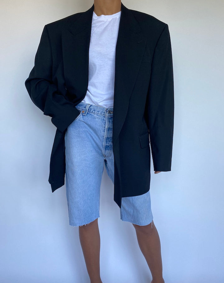 VINTAGE BLACK DOUBLE BREASTED BLAZER 917-5