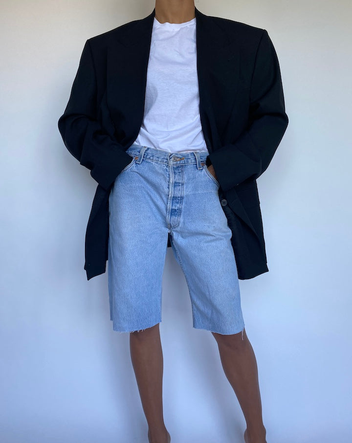 VINTAGE BLACK DOUBLE BREASTED BLAZER 917