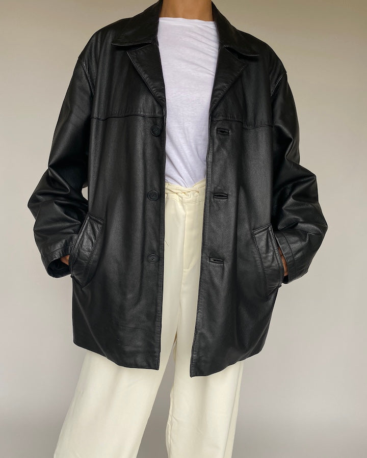 VINTAGE BLACK LEATHER JACKET 1051-3