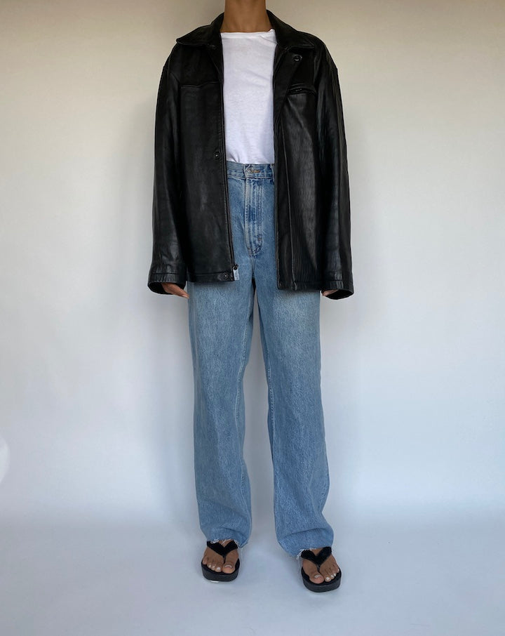 VINTAGE BLACK LEATHER JACKET 1063-4