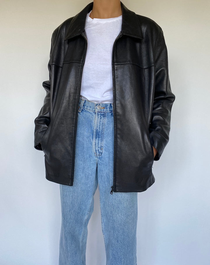 VINTAGE BLACK LEATHER JACKET 1080