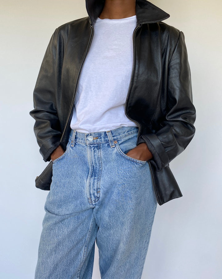 VINTAGE BLACK LEATHER JACKET 1147