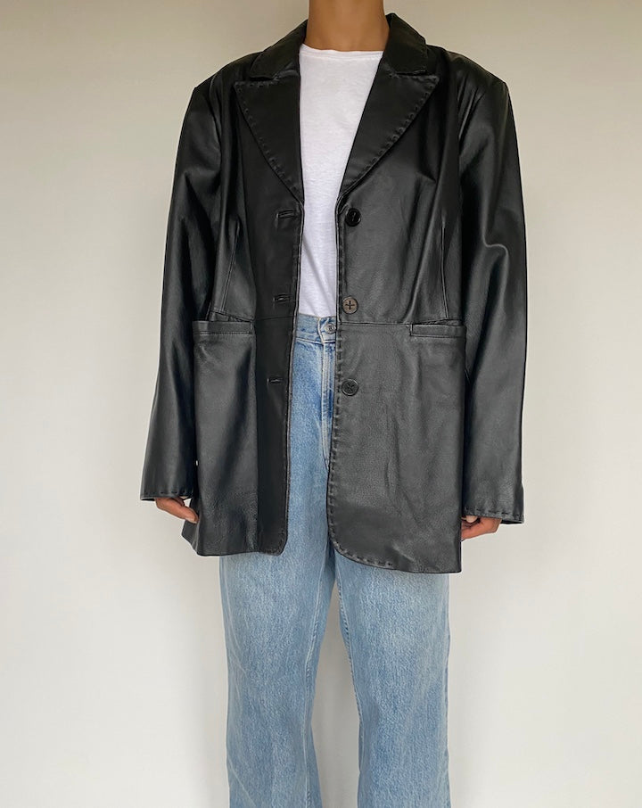 VINTAGE BLACK LEATHER JACKET 1211-3