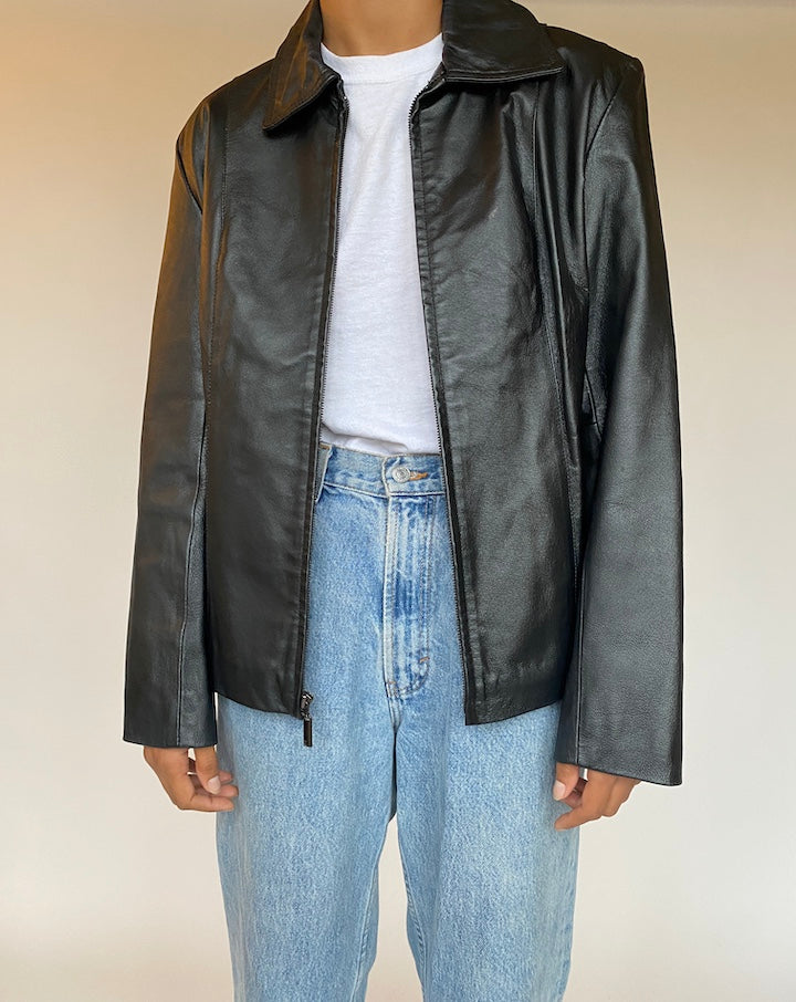VINTAGE BLACK LEATHER JACKET 1319