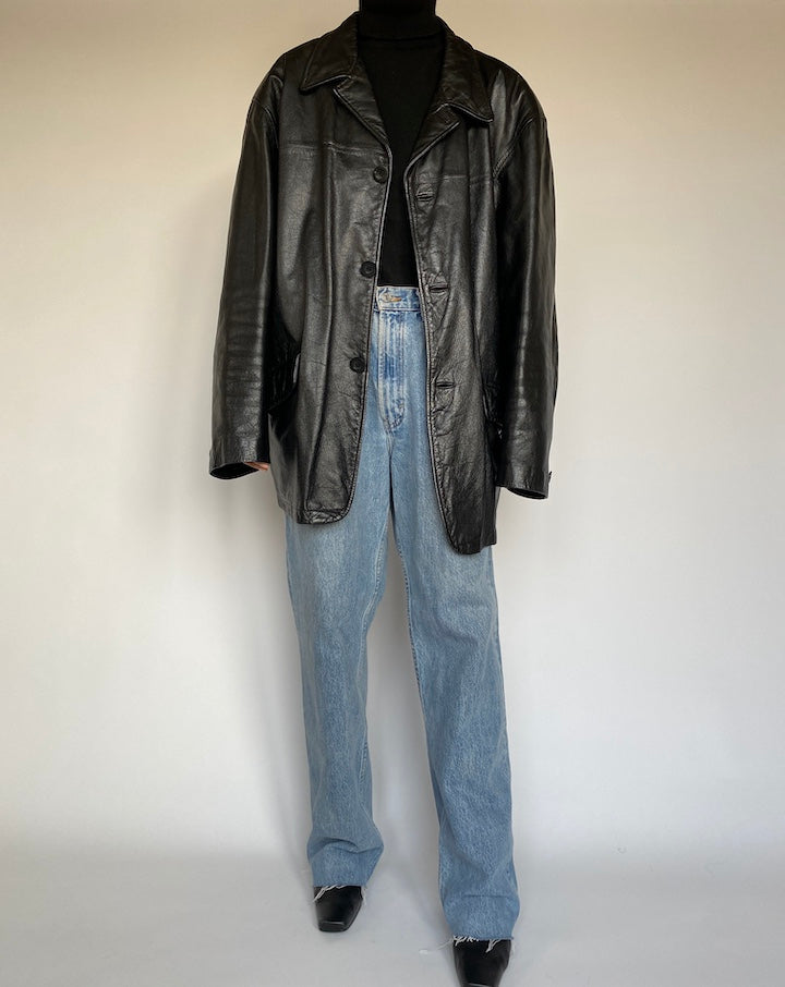 VINTAGE BLACK LEATHER JACKET 1388-3