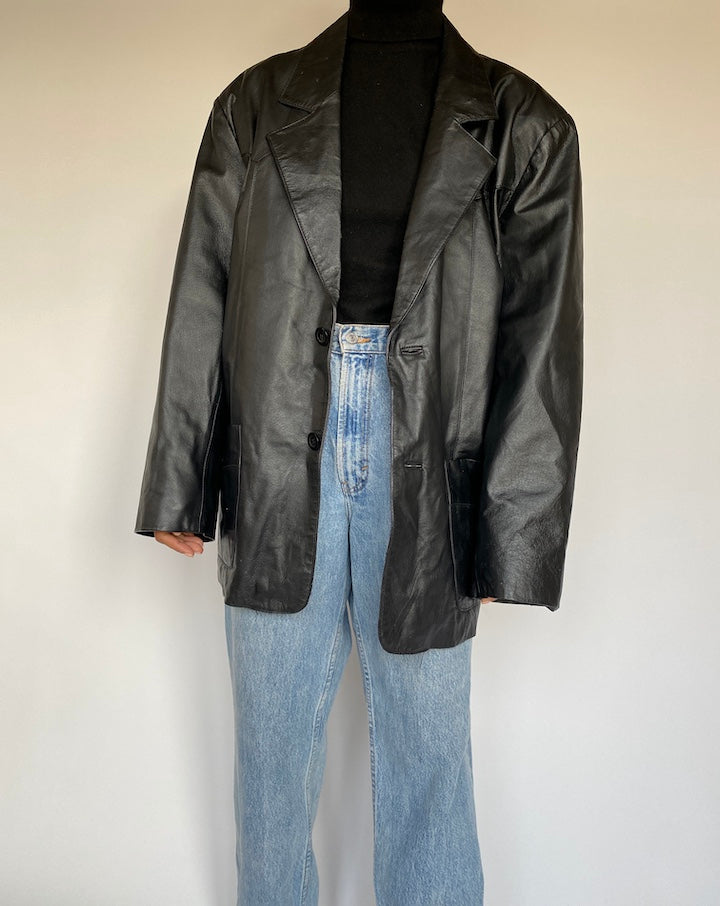 VINTAGE BLACK LEATHER JACKET 1390-3
