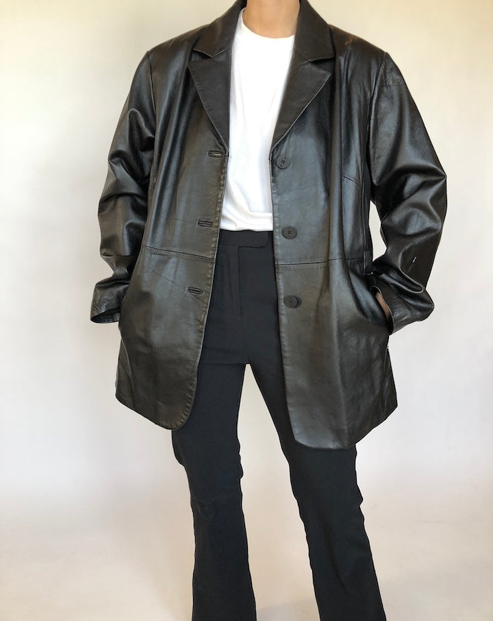 VINTAGE BLACK LEATHER JACKET 342