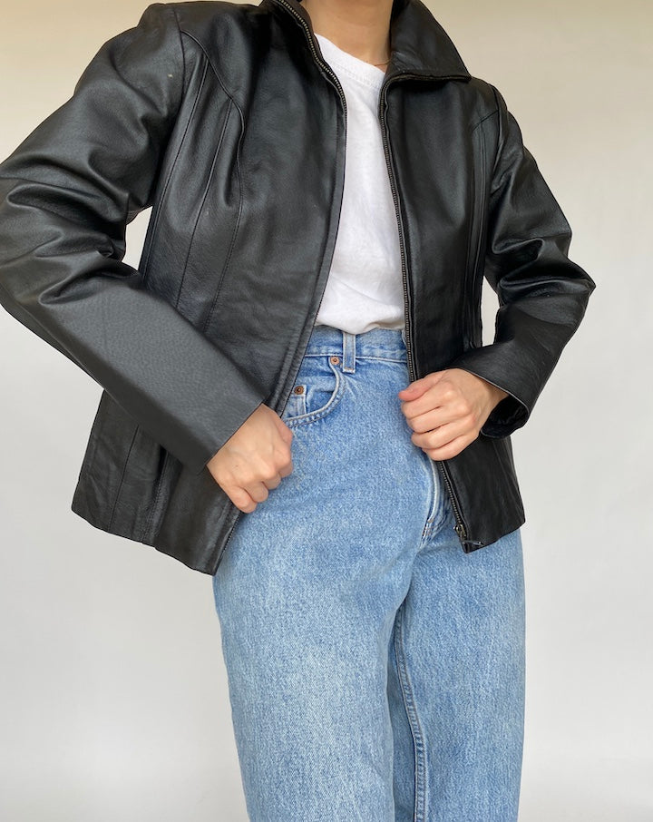 VINTAGE BLACK LEATHER JACKET 460
