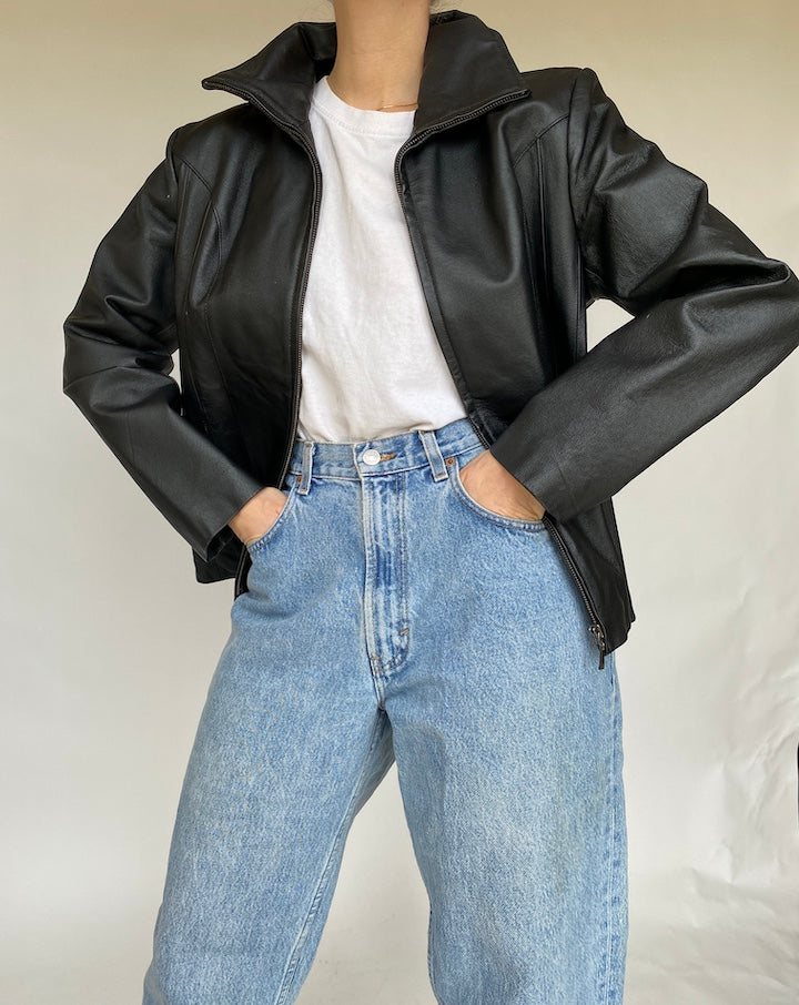 VINTAGE BLACK LEATHER JACKET 460