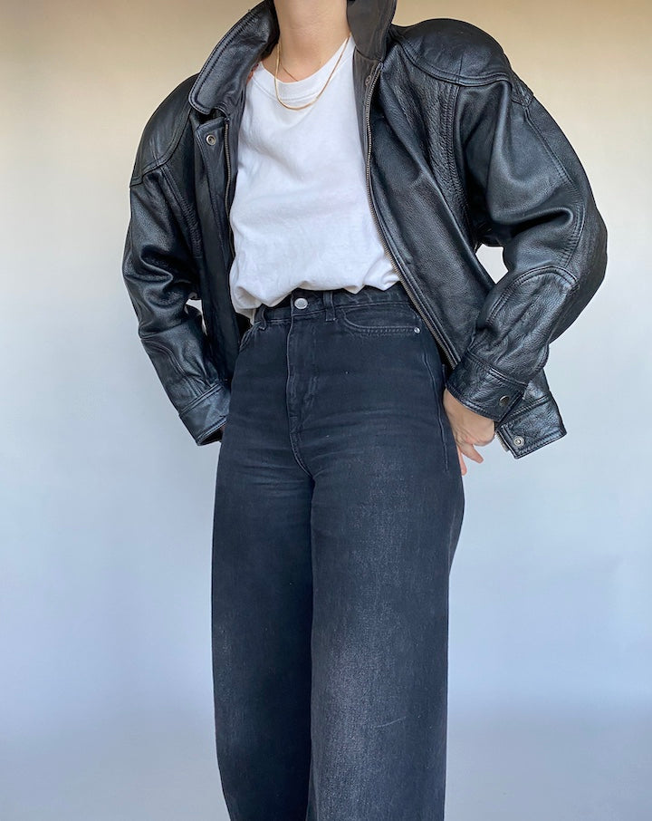 VINTAGE BLACK LEATHER JACKET 477