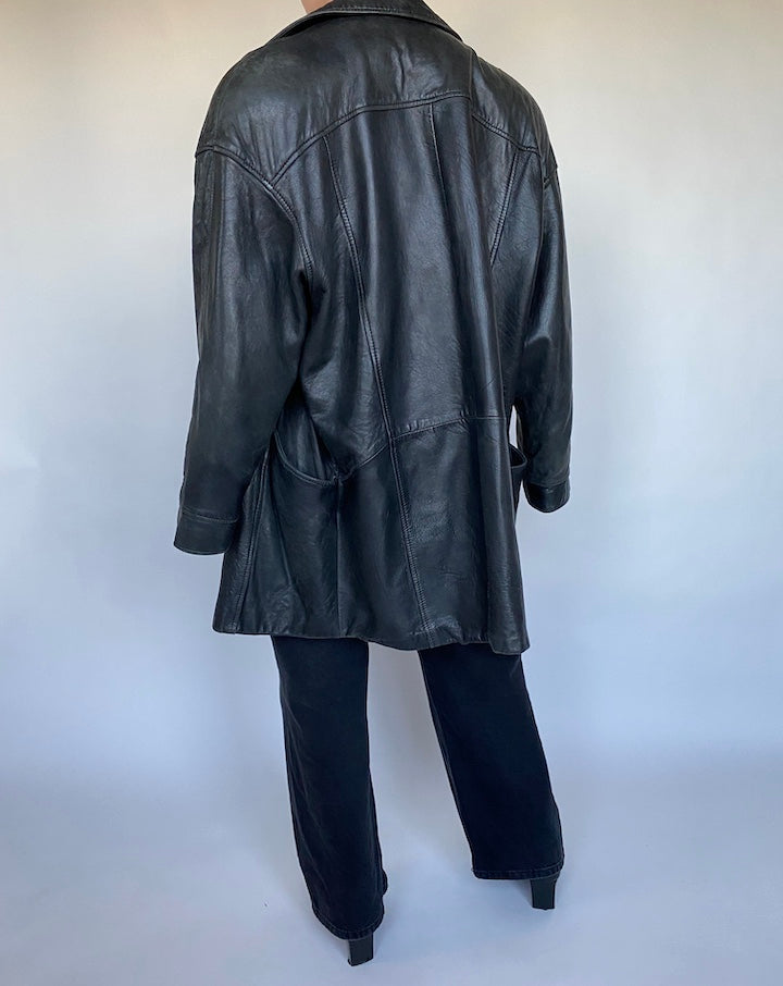 VINTAGE BLACK LEATHER JACKET 478-2