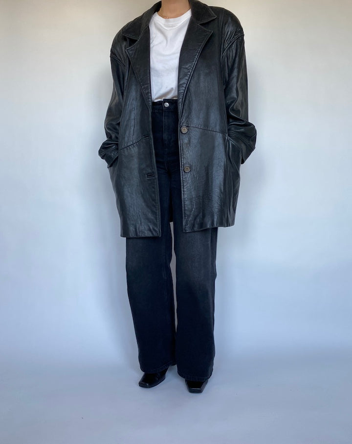 VINTAGE BLACK LEATHER JACKET 478