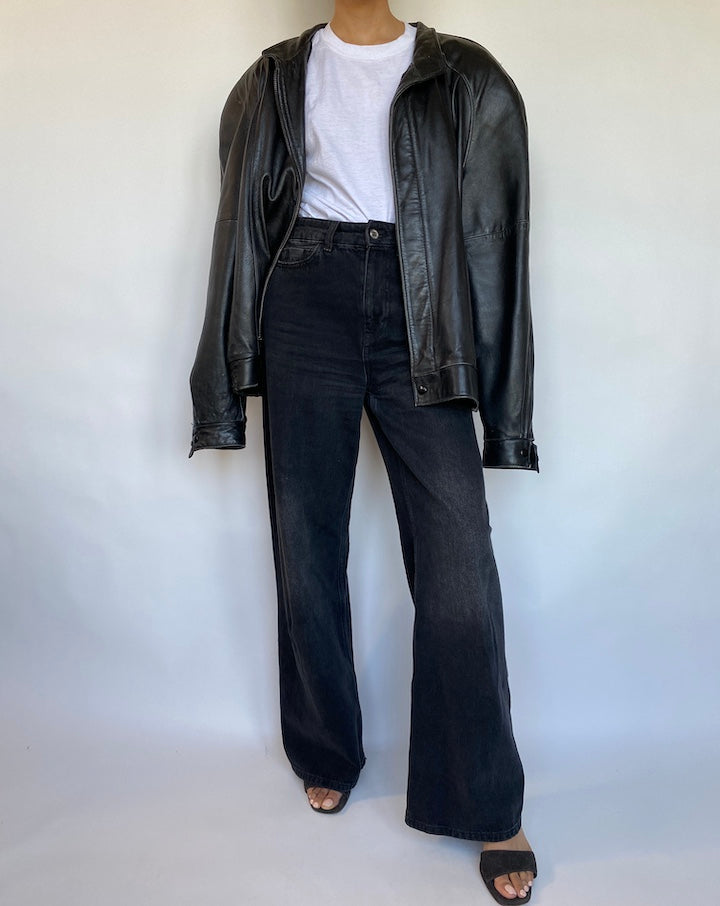 VINTAGE BLACK LEATHER JACKET 609