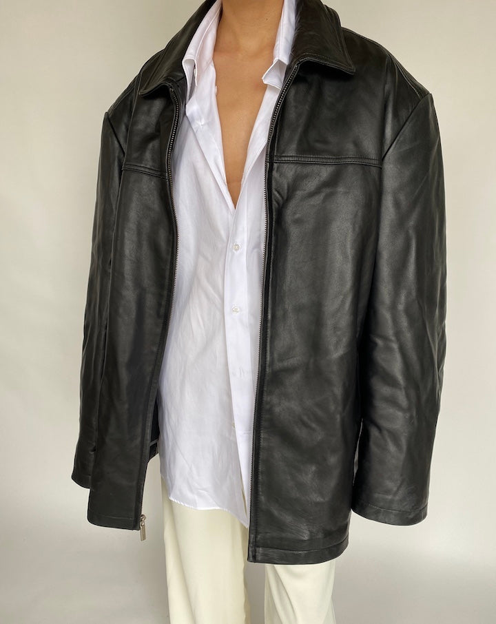VINTAGE BLACK LEATHER JACKET 635-5