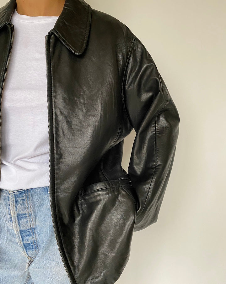 VINTAGE BLACK LEATHER JACKET 791-4