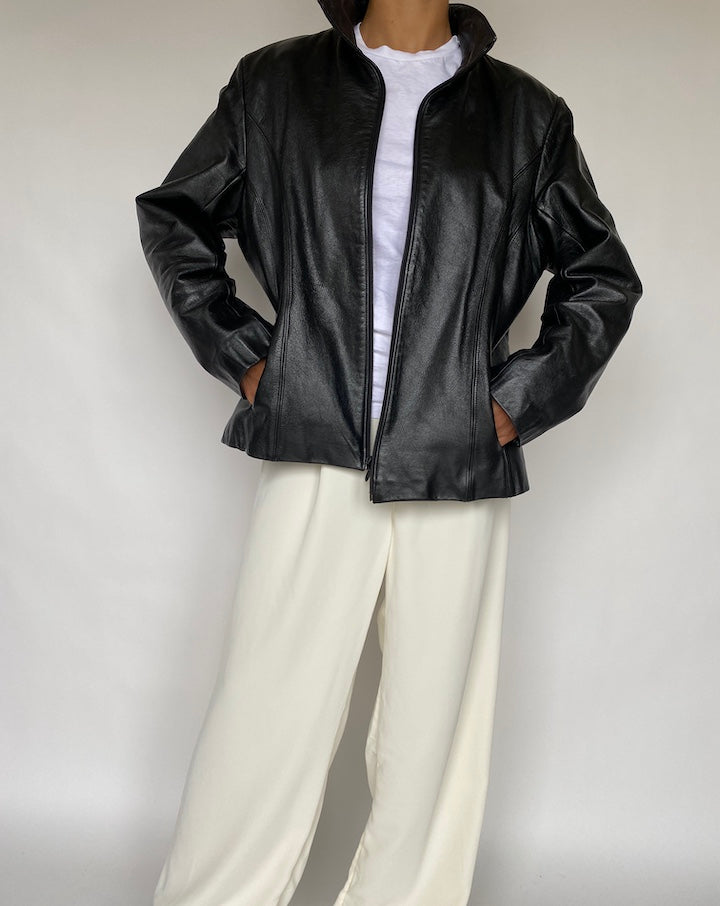 VINTAGE BLACK LEATHER JACKET 807