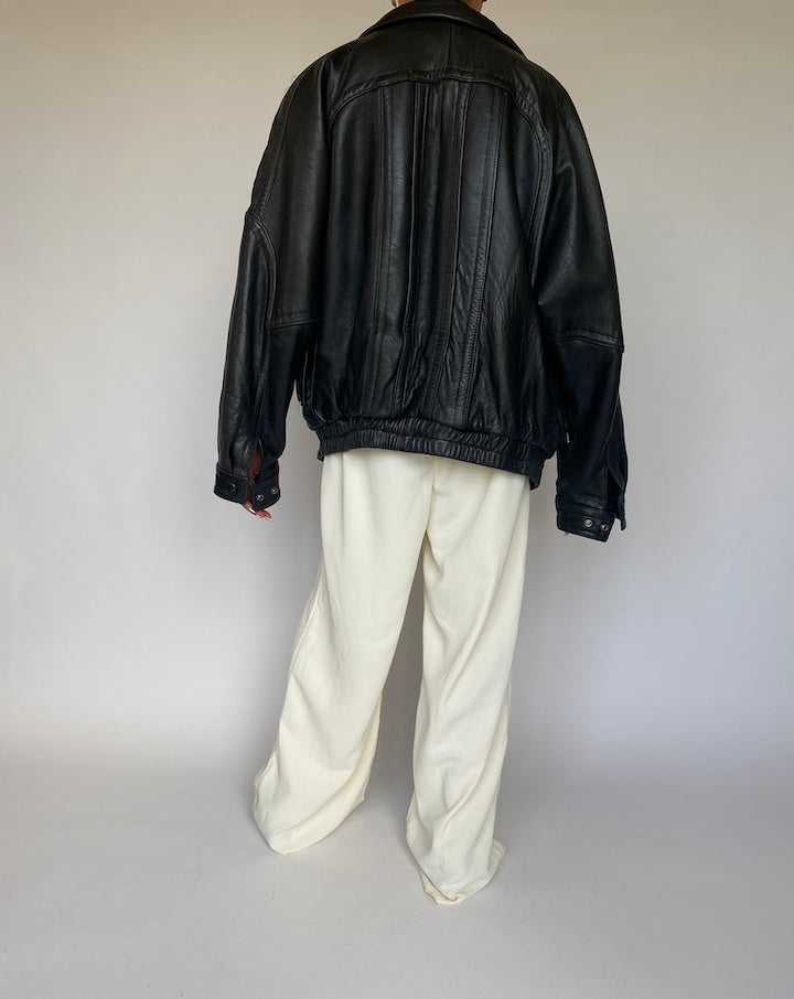 VINTAGE BLACK LEATHER JACKET 872-2