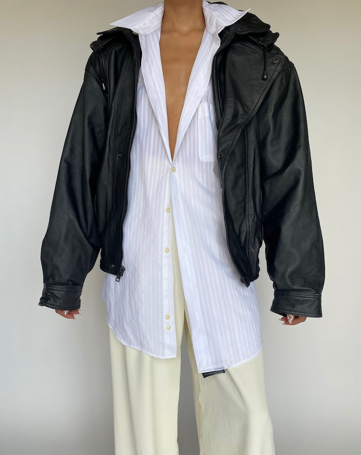 VINTAGE BLACK LEATHER JACKET 879-3