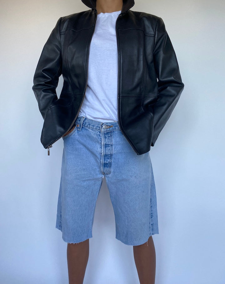 VINTAGE BLACK LEATHER JACKET 903-3