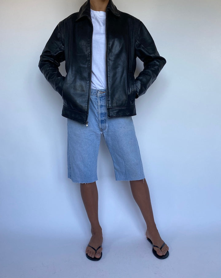 VINTAGE BLACK LEATHER JACKET 907-4