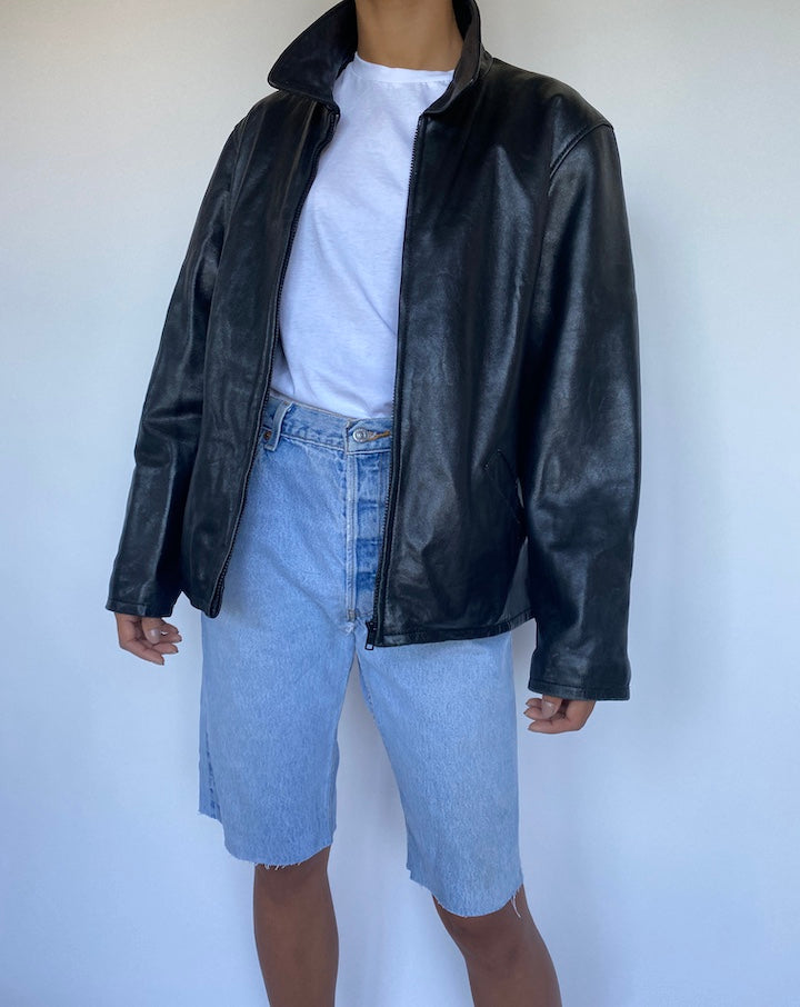 VINTAGE BLACK LEATHER JACKET 913-3