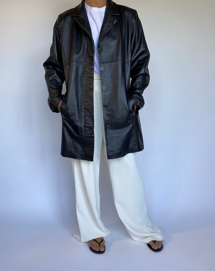 VINTAGE BLACK LEATHER JACKET 949-4