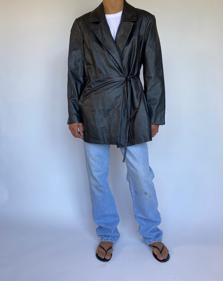 VINTAGE BLACK LEATHER JACKET 972-5