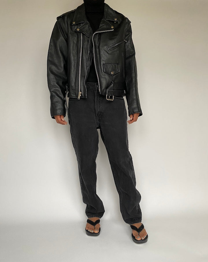 VINTAGE BLACK MOTORCYCLE JACKET 1434-6