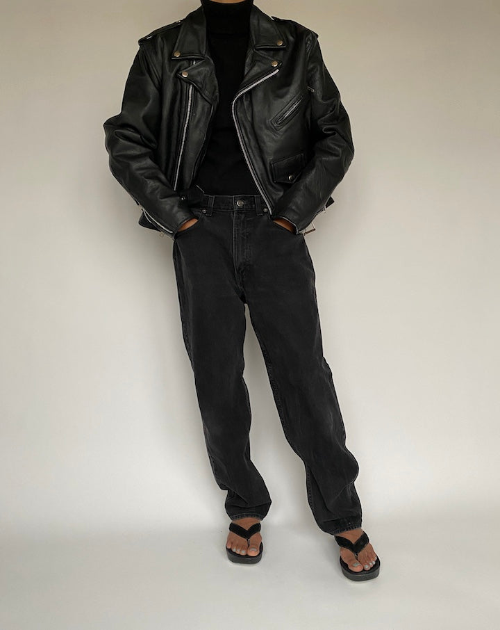 VINTAGE BLACK MOTORCYCLE JACKET 1434