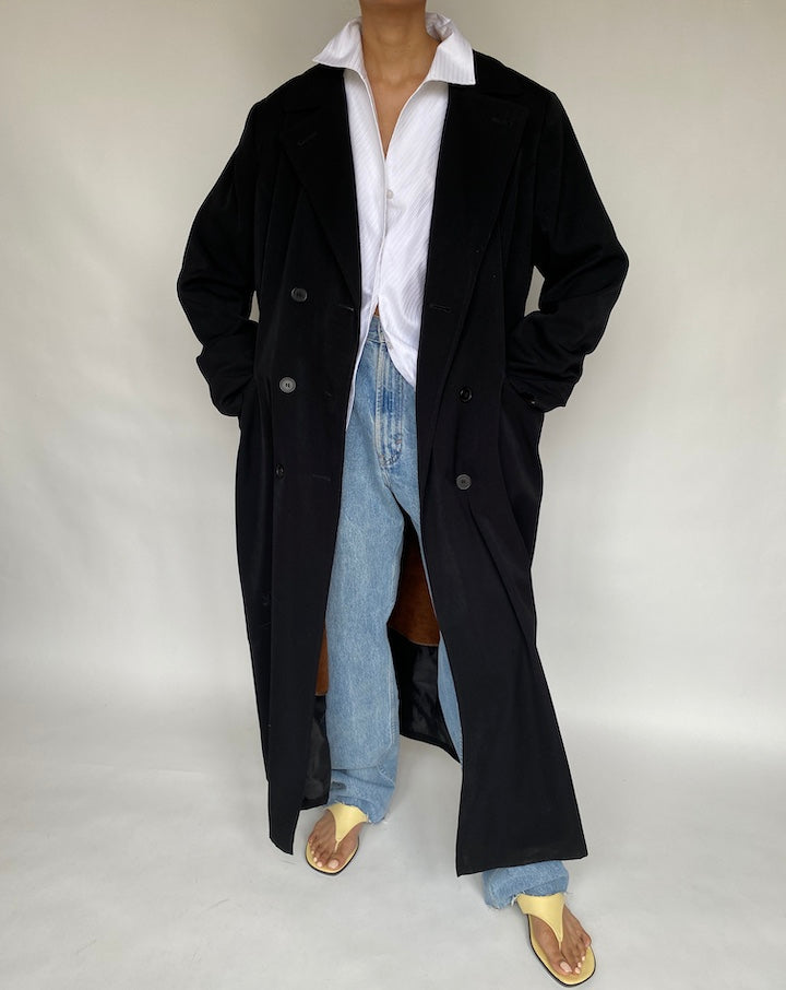 VINTAGE BLACK OVERSIZED COAT 668-5