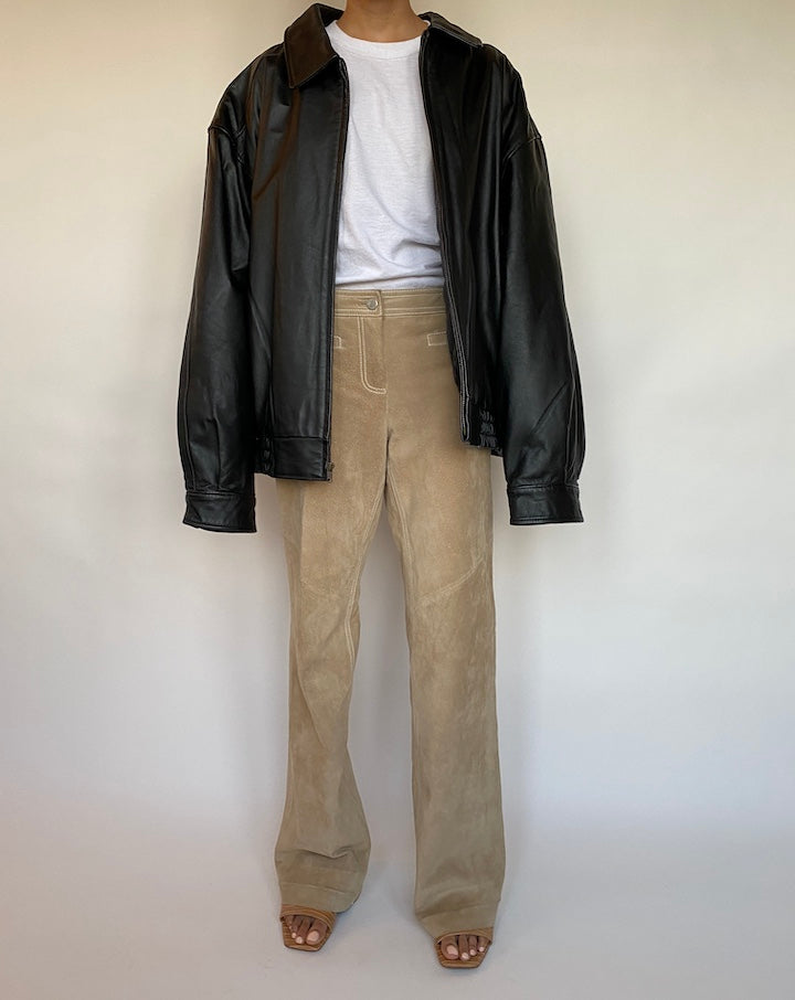 VINTAGE BLACK OVERSIZED LEATHER JACKET 583