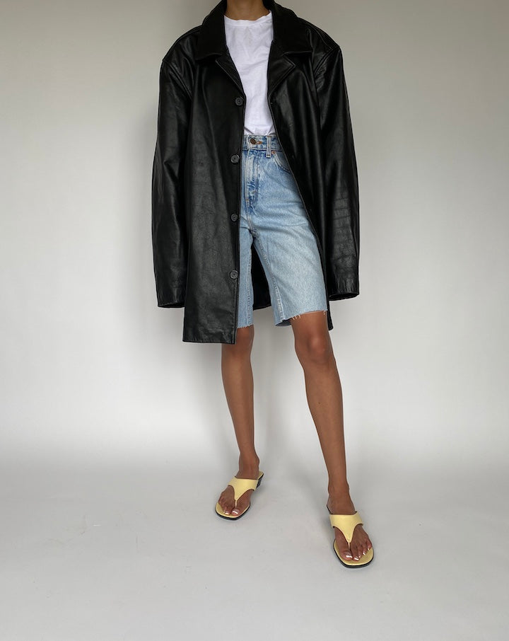 VINTAGE BLACK OVERSIZED LEATHER JACKET 835-5