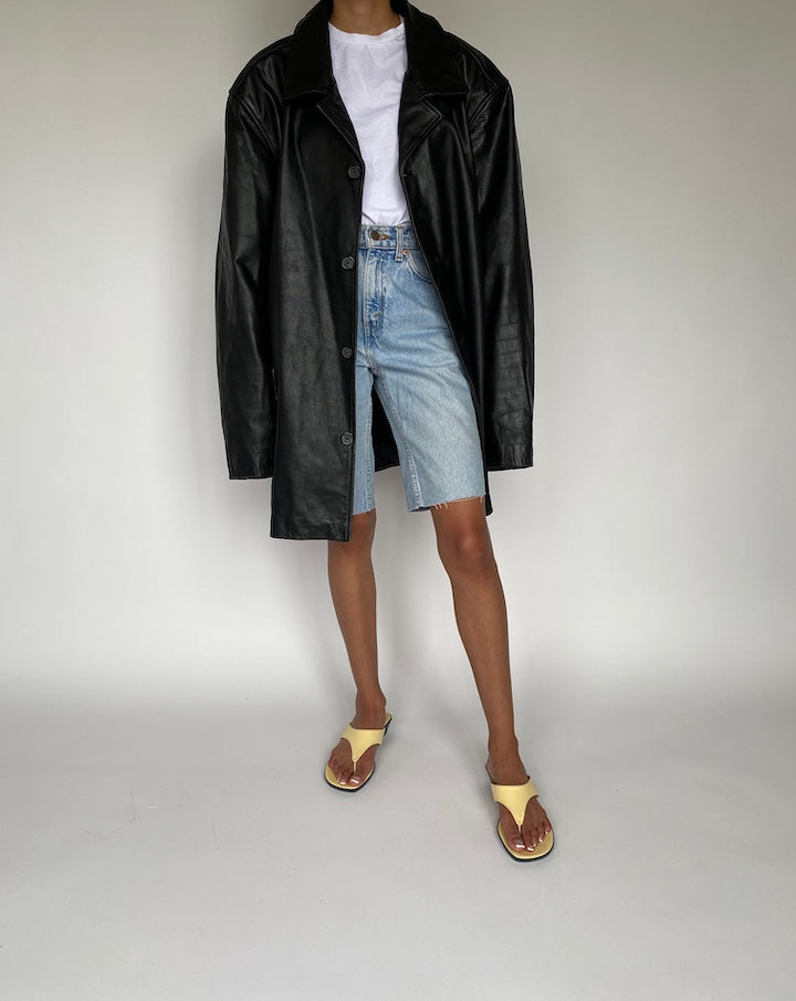 VINTAGE BLACK OVERSIZED LEATHER JACKET 835