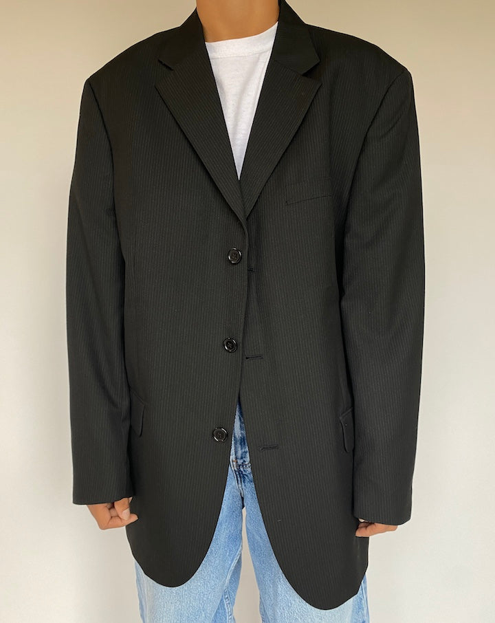 VINTAGE BLACK PINSTRIPED BLAZER 1344-2